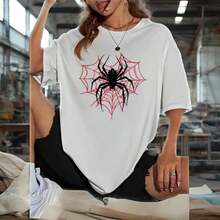 2025Big Black Spider Mans T Shirt Fitting Loose Tee Clothing Leisure Shoulder Drop T-Shirts Pleasure Cool Short Sleeved - 白色 - 查看 1