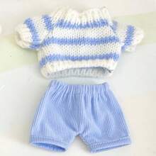 Nuevo accesorio de llavero con suéter de punto a rayas adecuado para ropa de muñeca Labbubu de 17 cm, regalo para fiesta de cumpleaños infantil