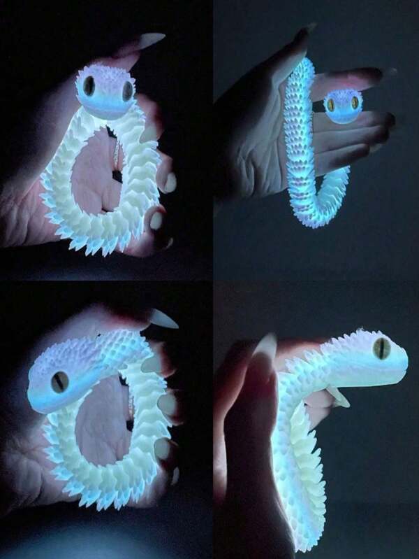 1/3 pièces Set, 30 cm Serpent fluorescent dans le noir, serpent imprimé en 3D, cadeau de nouvel an, nouveau style de vipère, serpent fluorescent dans le noir arc-en-ciel avec œuf de serpent, entièrement articulé, modèle d'animal réaliste, ornement, cadeau d'anniversaire surprise, faveur de fête de vacances, remplisseur de panier cadeau (la couleur des yeux du serpent est aléatoire)