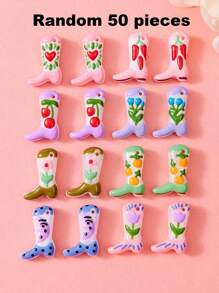 Juego de 1/5/10/20/30/50 piezas de dijes esmaltados pintados a mano de colores múltiples, lindos dijes que incluyen botas, cerezas, chiles, corazones, flores, luna, adecuados para la fabricación de joyas DIY, dijes, collares, aretes, llaveros, regalos para el Día de San Valentín, Día de la Madre