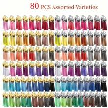 50/80/100 piezas Borlas de 38mm de diámetro a granel de colores variados - Colgantes con borlas para hacer manualidades, llaveros, joyería y talla grande