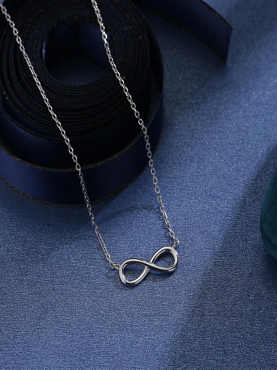 1 件魅力项链微型无限符号吊坠项链，可爱无限项链，银色无限项链
