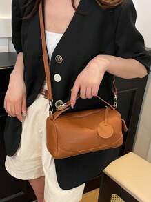 1 Peça Bolsa Oblíqua Fashionável de Cor Sólida Simples de PU com Vários Bolsos, Adequada para Compras Diárias e Uso Casual de Mulheres, Bolsa de Ombro e Bolsa Sacola