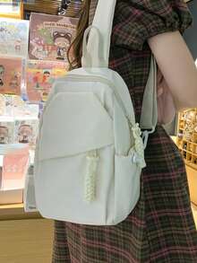 Lightweight,Business Casual Small Sling Bag Casual For Daily Life For Teen Girls Women College Students,Rookies & White-Collar Workers Perfect For Office,College,Work ,Business,Commute,Outdoors, Travel, Outings, Preppy Bum Bag For The First Day Of School Christmas Gift - White - View 8