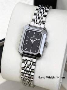 Pablo Raez 1pc Vintage Women's Watch, Stainless Steel Material, Beach Accessory For Summer, Tarnish-Resistant Silver Jewelry, Top AAA Quality Ladies Watch, Luxury Bracelet-Style Formal Watch, IPS Electroplating, Elegant Brand New Original, Charming, Rectangular Luxurious Design, Quartz Movement, Fashionable White Dial - Silver - View 7