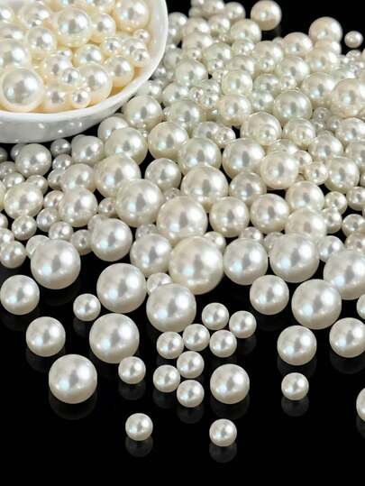 3/4/5/6/8/10/12/14مم (من 50 إلى 500 قطعة) لؤلؤ فضفاض غير مثقوب لصنع المجوهرات DIY والأعمال اليدوية والديكور وحشو الأوعية (أحجام متنوعة)