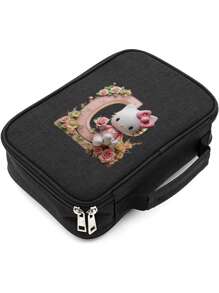 Sanrio Trousse à crayons à fermeture éclair grande capacité avec motif imprimé Lettre Hello chat - Étui à crayons multifonctionnel avec 72 fentes, étui à crayons de couleur portable avec 2 housses amovibles, trousse, sac scolaire, fournitures scolaires, rentrée scolaire