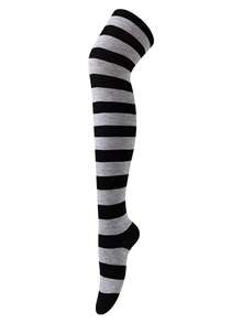 1 Pair Thigh High Socks, Anime Cosplay Role Play Style Striped & Solid Colors, Fall Socks - Multicolor - View 22