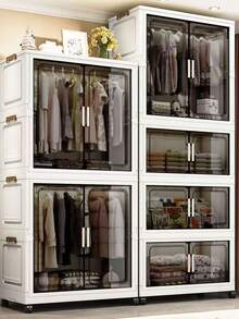 5/4/3/2/1 Layer Children's Wardrobe Organizer Cabinet, Foldable Living Room Bedroom Storage Closet, Large Capacity, Multi-Function Baby Clothes Cabinet - Multicolor - View 2