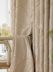 1 Peça Cortina de Jacquard de Folha de Alta Precisão e Luxo com Ganchos de Pendurar