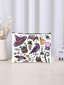 1 pieza Bolsa de maquillaje con estampado divertido de abuela, de poliéster, sin olor, con cremallera, multifuncional, con cremallera ligera, bolsa de maquillaje de viaje para mujer, artículos esenciales de viaje para vacaciones, verano, vuelta al colegio, bolsa escolar, bolsa de viaje para mujeres, bolsa de maquillaje para viaje