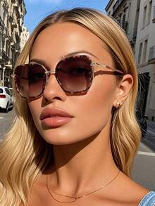 1 件方形金属框架时尚高端时尚眼镜，派对、度假、海滩户外装饰方形太阳镜 - 彩色 - 查看 3