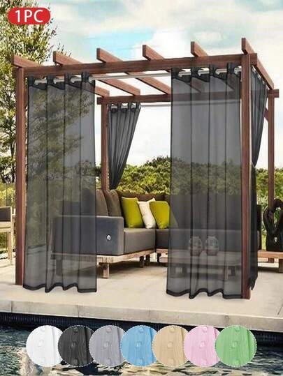 1 件纯色防水户外涤纶窗帘，现代简约防尘遮阳凉亭防水窗帘，适用于阳台、薄纱窗帘、庭院装饰、秋季装饰、秋季装饰、房间装饰
