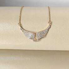 JOJELOO 1 pièce Collier pendentif incrusté de zirconium à design aile pour femme, cadeau de bijoux de luxe