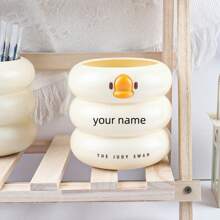 1pc Customizable Cute Duck Design Office/School Supplies Storage Box, Can Customize Text - "Back To School", "School Supplies", "Shop Back To School ", "Classroom"