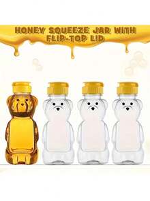 Garrafa Honey Bear com Lata de Concha Amarela - Perfeita para Armazenamento e Entrega de Sucos! Restaurante/Café/Casa, Recipiente para Presente de Festa | Design Interessante | Garrafa com Tampa de Segurança, Garrafa Honey Bear, Presentear