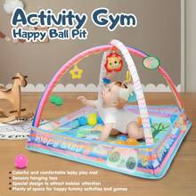 1pc Baby Playpen With Hanging Toys - Infant Activity Play Mat For Exercise And Development - Multifunctional Playyard For Tummy Time, Crawling And Sitting - Backpack Design For Easy Storage - Lightweight And Portable - Includes 8pcs Ocean Balls - Ideal Holiday Gift