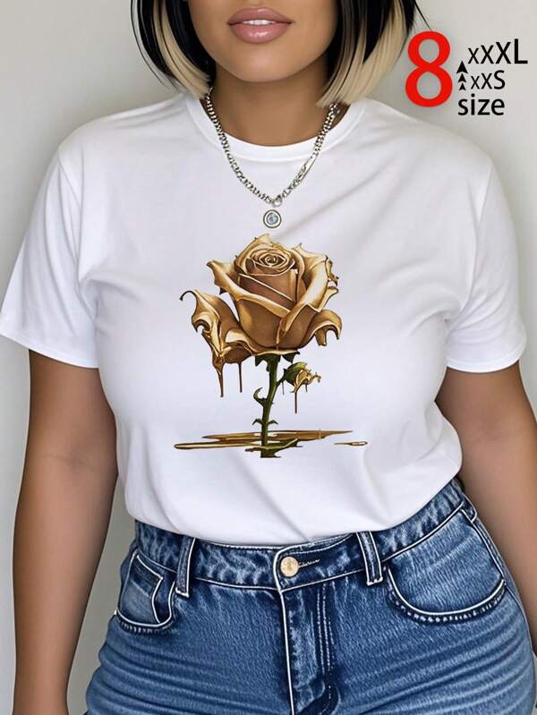 Women's Loose-Fit Casual Graphic Print Short Sleeve T-Shirt | Funny Slogan, Cartoon, Letter & Animal Designs | High Quality , Quick-Dry, Breathable | Drop Shoulder, Round Neck, Contrast Stitching | Versatile For Going Out, Friends, Girlfriend Gift, Commute, Travel & Vacation | Wrinkle-Resistant Korean Fashion Top For Spring, Summer, Fall & Autumn