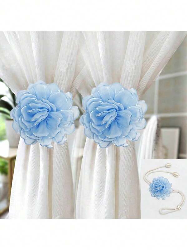 2 Blumen Vorhanghalter, moderner und simpler Stil, geeignet für Innen- und Außendekoration von Wohnzimmer, Schlafzimmer, Badezimmer, Studentenwohnheim und Hotel