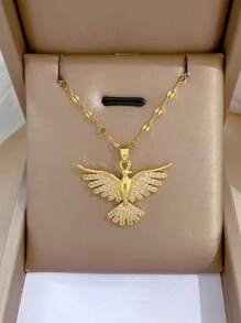 Ensemble de 3 boucles d'oreilles et collier phénix et aigle, chaîne en acier titane, bijoux ras du cou à la mode, idéal pour les femmes, cadeau idéal pour une fête