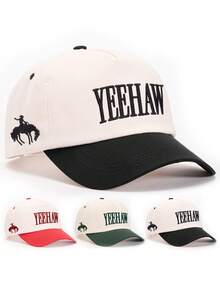 1 件装男士 Yeehaw 卡车司机帽，带刺绣字母，街头时尚休闲棒球帽，适合旅行，春秋季 - 彩色 - 查看 2