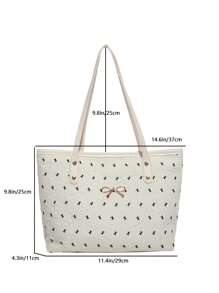Sweet Girl Bow Women's Bag New Fashion College Style Simple Large Capacity Single-Shoulder Tote Bag