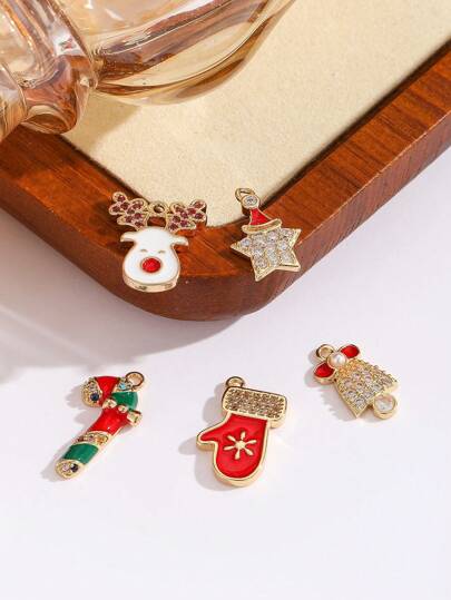 1pc Fashionable Deer Christmas Earring Pendant, Micro-Inlaid Starry Elegant Earrings, Versatile Casual Minimalist Earrings, Christmas Accessory