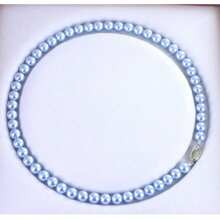 优雅的海蓝色圆形珍珠项链 - 彩色 - 查看 8