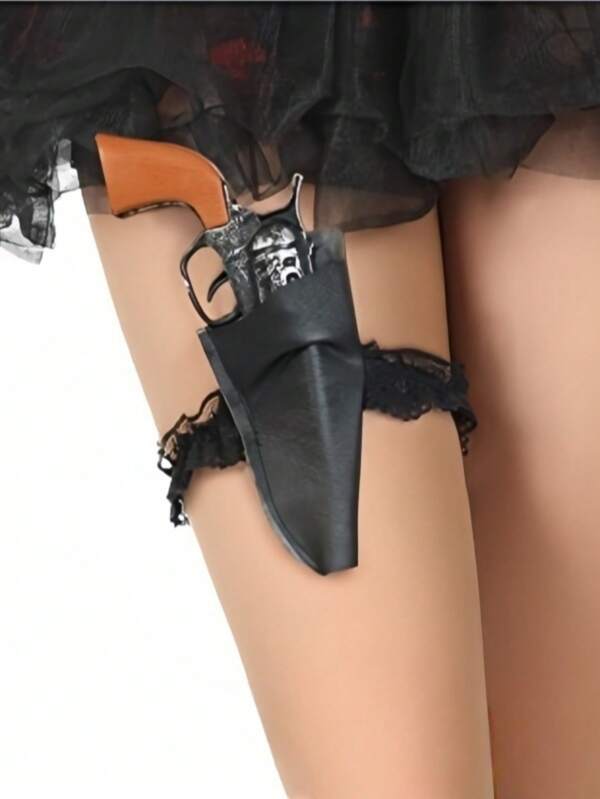 1 Set Holiday Party Pirate Cosplay Sexy Lace Garter Leg Band, Gun Holster, Dart Set, Western Cowboy Revolver Plastic Props, Photography Supplies