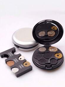 1pc Euro Coin Holder Round Shape Coin Case With Makeup Mirror Portable Euro Coin Storage Box For Men Wallet Mini Wallet Purse Wallet Coin Wallet Wallet For Women Wristlet Wallet - Multicolor - View 2