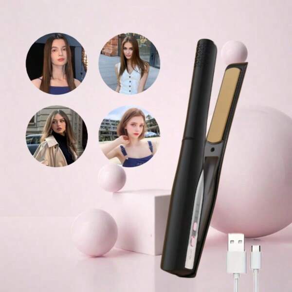 Cordless Straightener,Cordless Hair Straightener Brush,Dual-Purpose Hair Straightener,Portable Straightening Comb,Negative Ion Heat Brush,Travel Portable Heating Straightener,Stylish Styling Accessory | Ionic Hair Tool | Hot Comb Hair Straightener | Travel-Friendly Women'S Hair Styling Tool