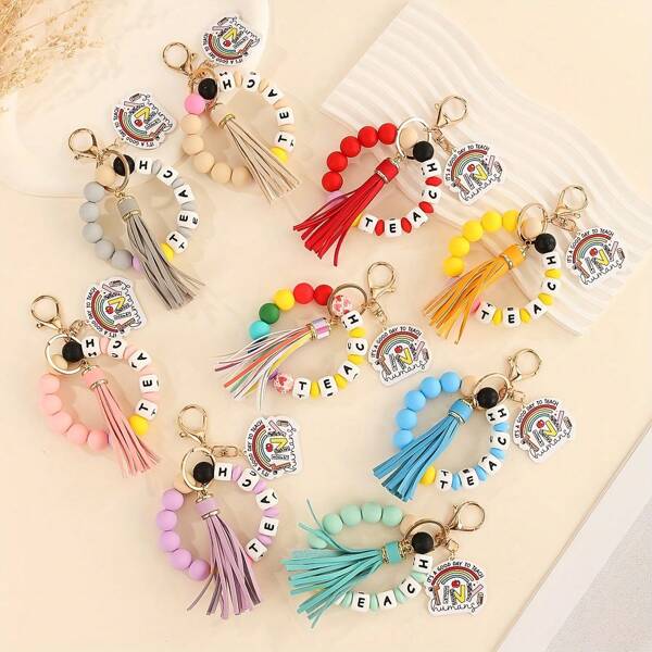 New Bracelet, Teacher's Day Accessory, Silicone Bead Keychain, Women's Key Ring, Easter Keychain, Christmas Bell String Backpack For School Car Accessories Cute Goth Y2k Bag Accessories Lanyards With Id Holder Car Accessories Bag Charms