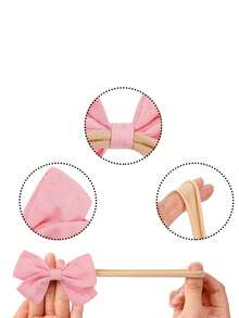 1 件/2 件儿童尼龙柔软蝴蝶结头带，无缝婴儿头巾，亚麻婴儿发饰，颜色随机 - 彩色 - 查看 6