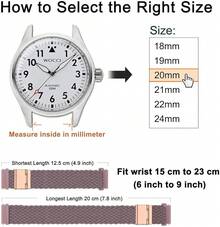 Correa de Reloj de Nylon Trenzado de 22mm para Hombres y Mujeres, Liberación Rápida, Hebilla de Acero Inoxidable Negra (Azul) - Woodrose (hebilla de oro rosa) - Ver 4