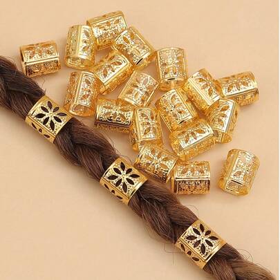 50 件镂空发圈、辫子珠发辫发圈夹辫子发辫金属袖口装饰/配饰