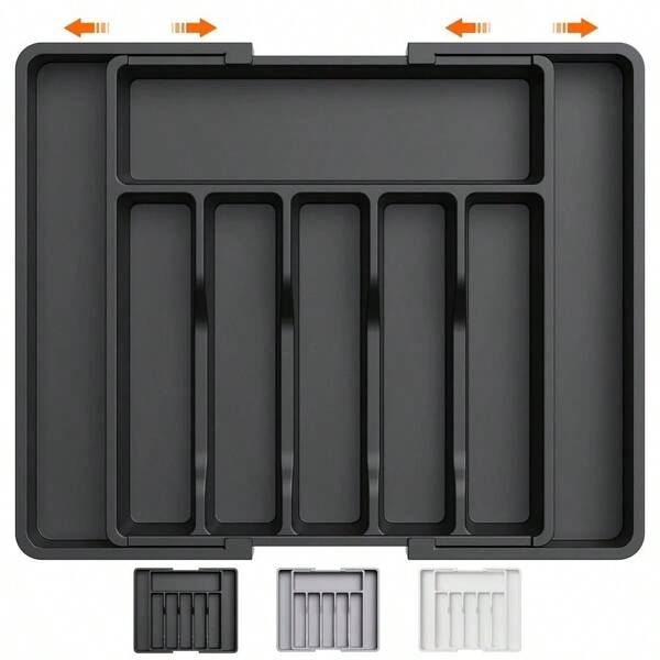 1 pieza Organizador de cajón expandible de Silveryware - Bandeja de plástico ajustable para utensilios de cocina, cubiertos, cuchillería, cucharas, tenedores y cuchillos