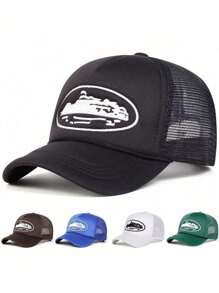 1 Stück Herren Outdoor Baseballcap mit fünfzackigem Stern Stickmuster und Netzstoff, verstellbarer Sonnenschutz Lässig Hut für Frühling Herbst Reisen Strand, Urlaub, Y2K Stil, geeignet als Valentinstagsgeschenk