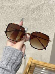 1 件方形金属框架时尚高端时尚眼镜，派对、度假、海滩户外装饰方形太阳镜 - 彩色 - 查看 10