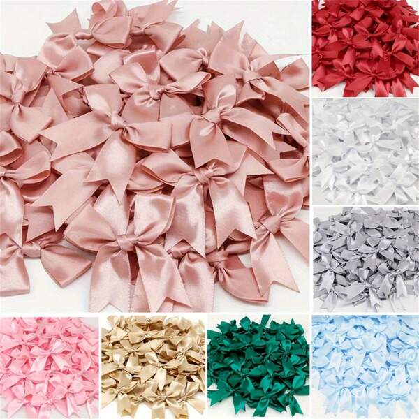 50pcs Candy Color Hand Tied Swallowtail Ribbon Bow Christmas New Year Birthday Gift Decoration Bow Accessories