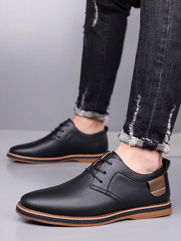 Men's Business Casual Dress Shoes, Classic Lace-Up Oxford Style Footwear With Comfortable Cushioned Insole, Non-Slip Sole For Office Work And Daily Walking Formal/Business Formal Wedding Accessories