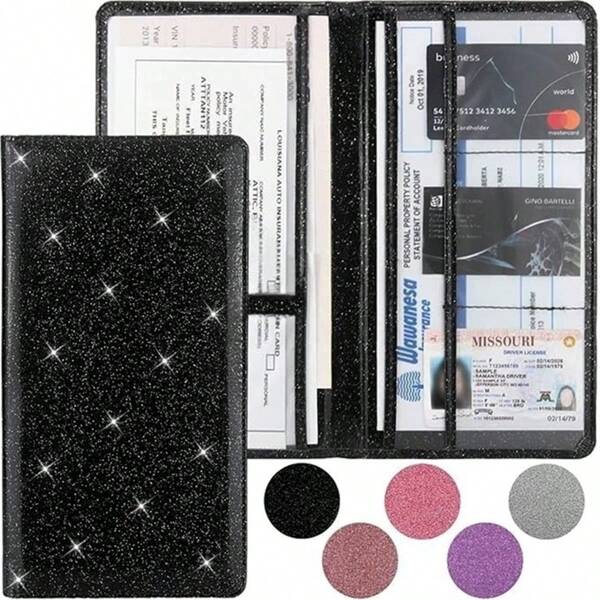 1 pièce Porte-cartes d'immatriculation et d'assurance automobile, organisateur de compartiment de boîte à gants pour documents de permis de conduire, accessoires intérieurs de voiture pour femmes, hommes et adolescents, porte-documents de voiture imperméable pour cartes et permis de conduire