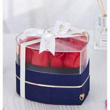 1个永生玫瑰心形抽屉式礼盒，适用于项链、戒指、珠宝、口红等，浪漫情人节、周年纪念日、节日礼物之选。 - 彩色 - 查看 9