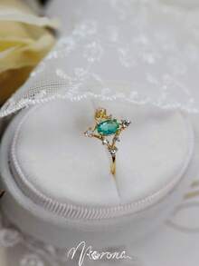 1 件奢华风格 18K 镀金铜蓝天流星戒指，镂空设计，镶嵌锆石，适合女性在婚礼、约会、派对上佩戴，是生日或婚礼的理想礼物 - 戒指 - 查看 4