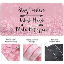 Large Mouse Pad Desk Dad, 4-In-1 Keyboard Wrist Rest Pad & Wrist Support Mouse Pad Set, Extended Desk Pad Waterproof Desk Home Office Study Game-Blue Marble - Màu hồng Hãy luôn tích cực - Xem 4