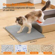 1 pièce Tapis à litière pour chat, grand tapis de trappe à litière pour chat à double couche en nid d'abeille, tapis imperméable antidérapant pour boîte à litière de chat au sol, tapis de litière pour chat, fournitures pour chat