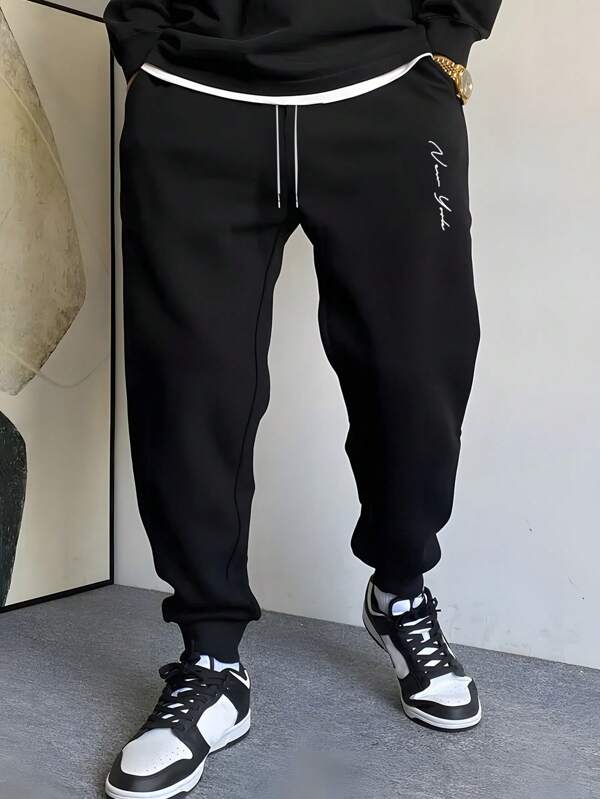 1 pieza Pantalón de chándal casual de hombre con patrón elegante, tela cómoda y transpirable, adecuado para actividades al aire libre, viajes, estar en casa, gran regalo para hombres