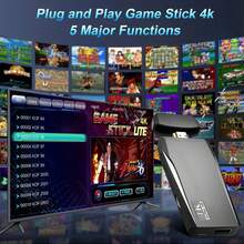 Wireless Retro Gaming Console Stick, Plug And Play TV Video Games Stick With Built-In 18 Emulators, Retro Drive 20000+ Games, 4K - 黑色 - 查看 5