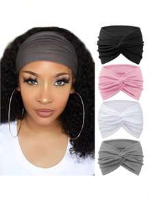 4pcs Women Headband, Boho Style Headscarf, Retro Turban Headband Hair Accessories, Suitable For Yoga, Running, Sports