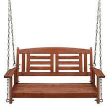 Outdoor 2 Person Porch Swing Bench Wooden Hanging Garden Patio Reddish Brown - 1 - View 1