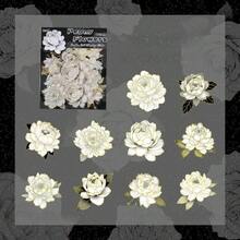 20 张黑白花朵贴纸 PET 材质花卉装饰贴纸，适用于剪贴簿用品、垃圾日记本装饰贴纸、学校用品、返校 - 彩色 - 查看 12